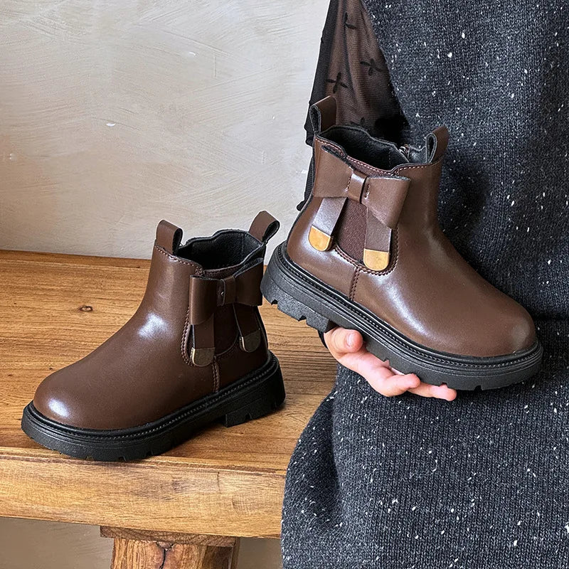 Zip Bow Ankle Boots