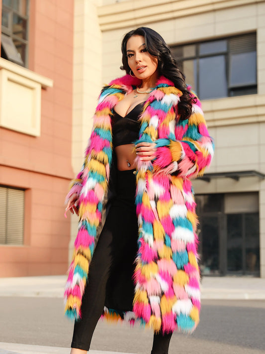 Rainbow Faux Fur Coat