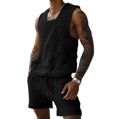 Sleeveless Knit Vest Shorts Set