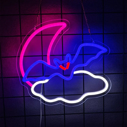 Bat and Ghost Neon Sign