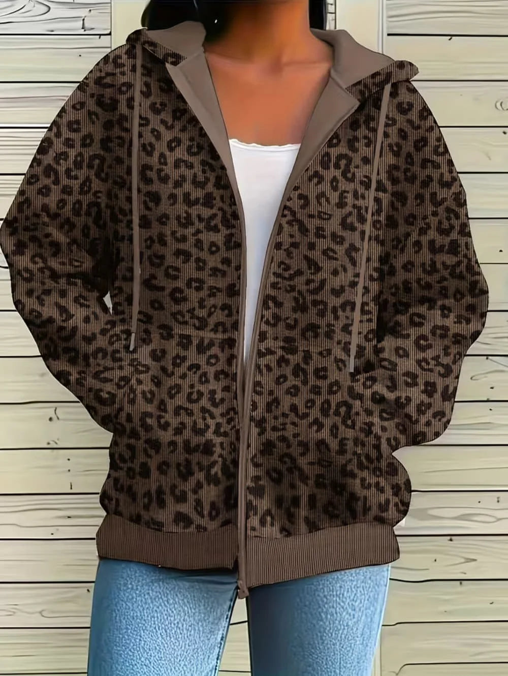 Thin Leopard Zip Hoodie