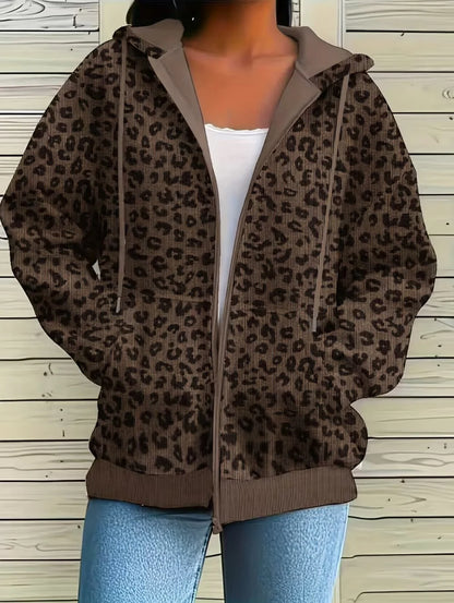 Thin Leopard Zip Hoodie