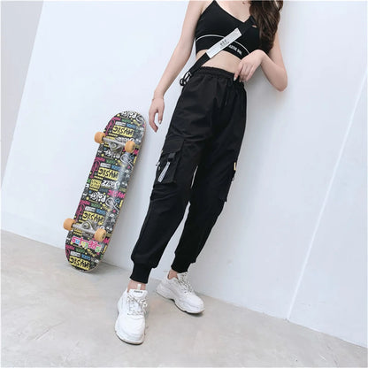 Black Hip-Hop Cargo Joggers