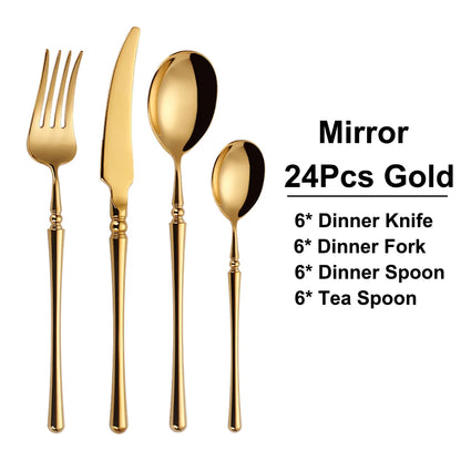 Metal Gold Cutlery Set Tableware