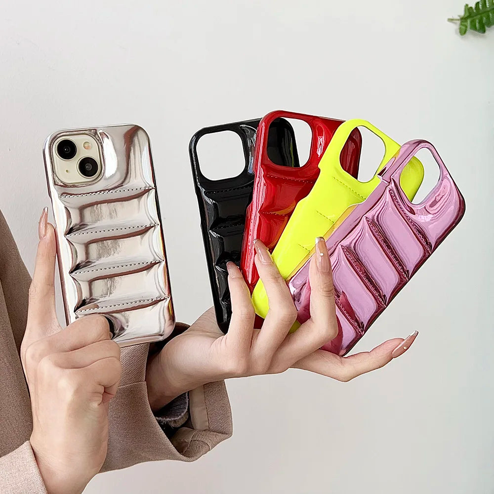 Winter Puffer Leather Case for iPhone 17 Pro Max | 17 Pro | 16 Pro Max | 16 Pro | 15 Pro Max | 15 Pro | 14 Pro Max | 14 Pro | 13 Pro Max | 12 Pro Max