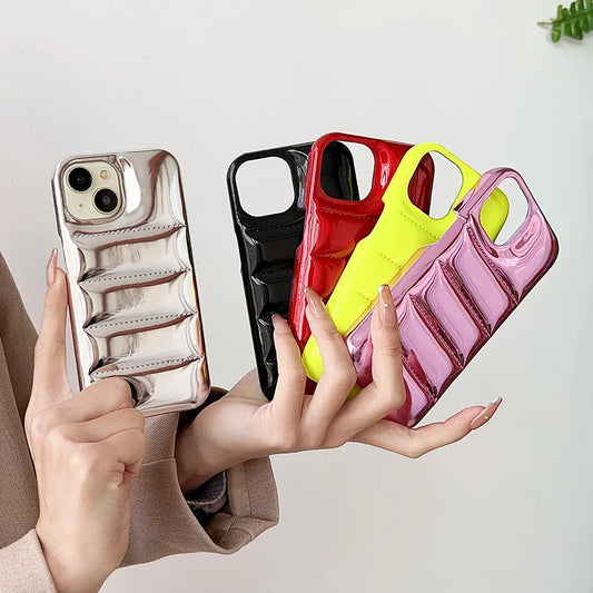 Winter Puffer Leather Case for iPhone 17 Pro Max | 17 Pro | 16 Pro Max | 16 Pro | 15 Pro Max | 15 Pro | 14 Pro Max | 14 Pro | 13 Pro Max | 12 Pro Max