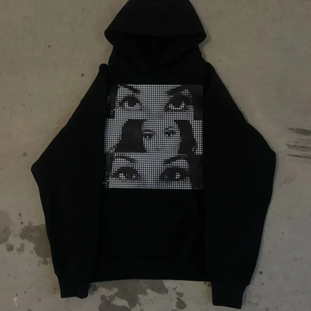Pink Print Oversized Hoodie