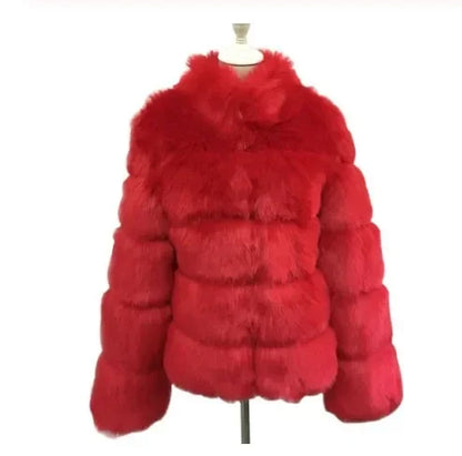 Spliced Faux Fur Short Coat