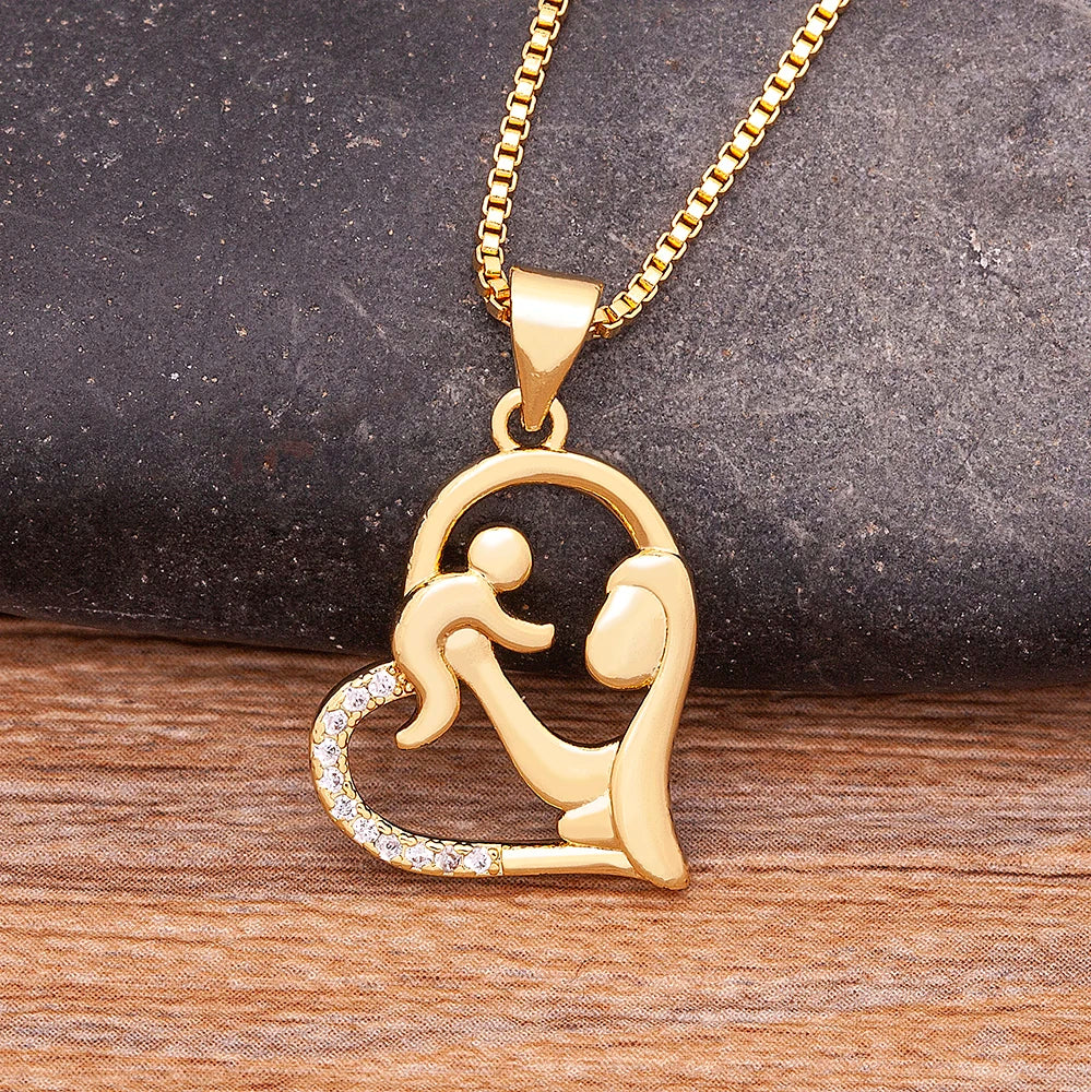 Zircon MOM Heart Necklace