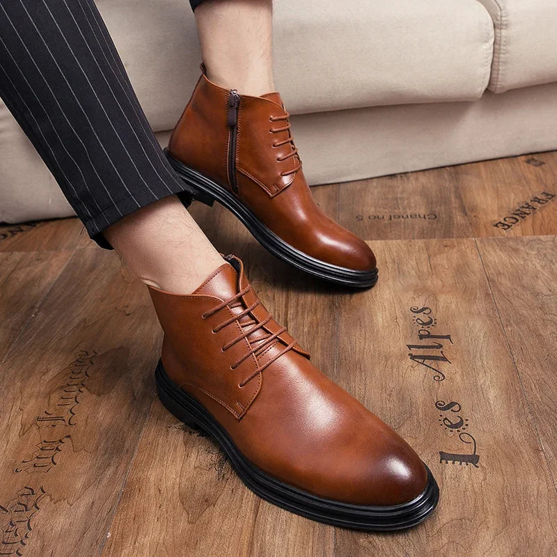 Round-Toe Zippered Ankle Boots