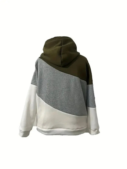 Colorblock Drawstring Hooded Sweatshirt