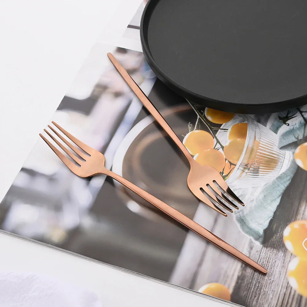 Metal Dinnerware Set Rose Gold