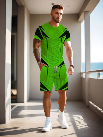 Irregular 3D Print T-Shirt Set