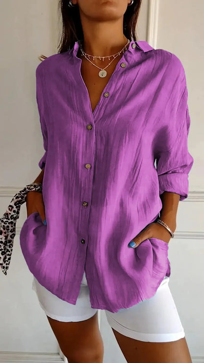 Women Solid Color Street Shirt