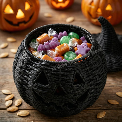 Wicker Pumpkin Lantern Storage Box
