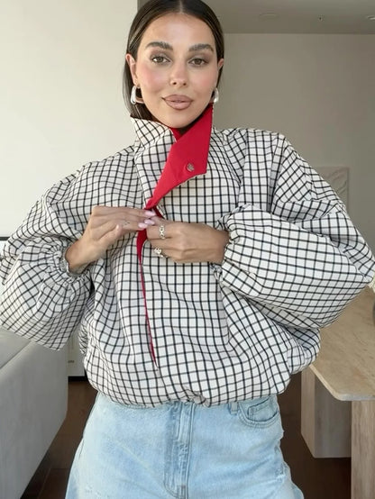 Red-Lined Plaid Jacket
