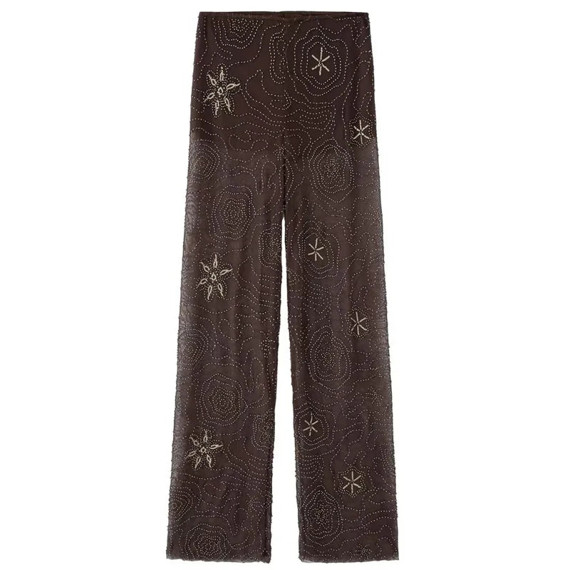 Beaded Straight Pants