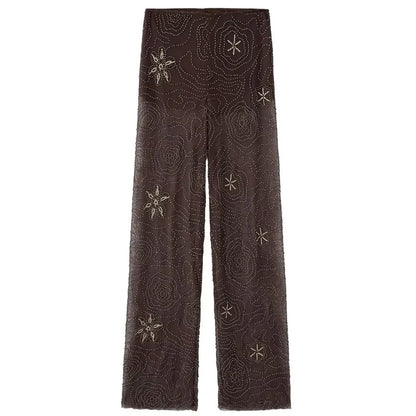 Beaded Straight Pants
