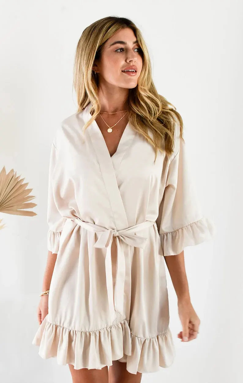 Elegant Satin Knee Robe