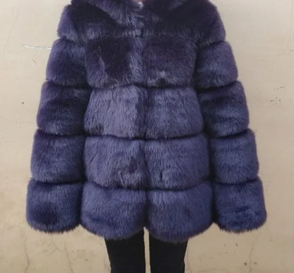 Spliced Faux Fur Short Coat