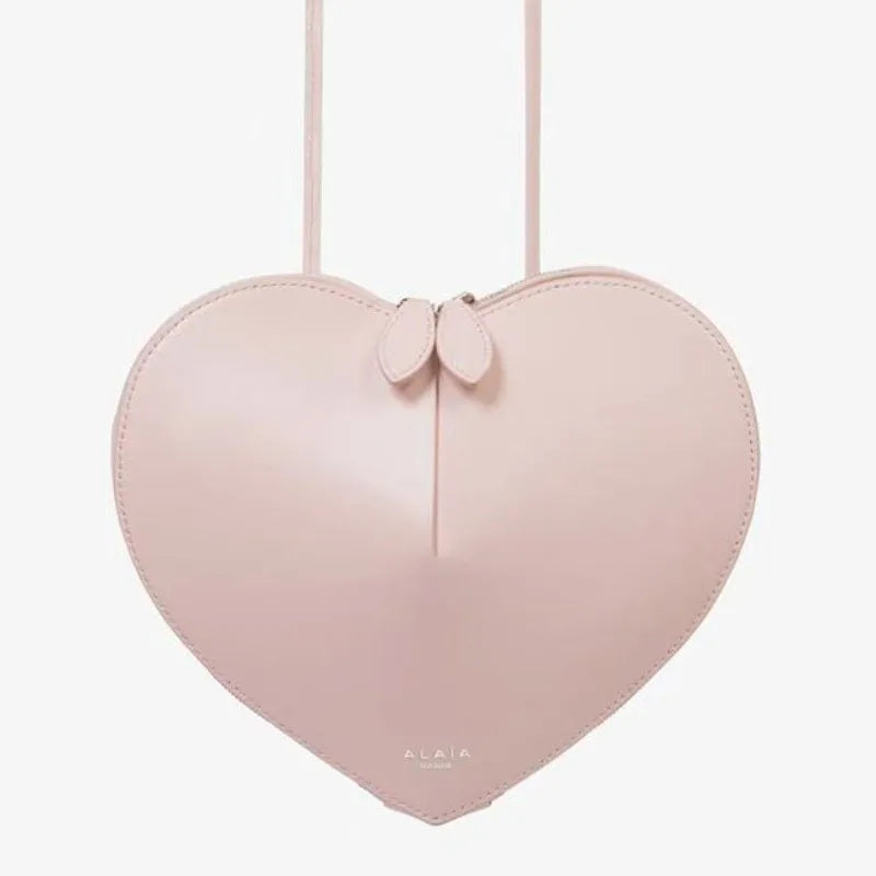Heart-Shaped Leather Crossbody Bag