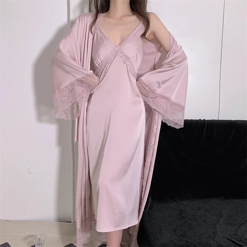 Elegant Summer Silk Bathrobe