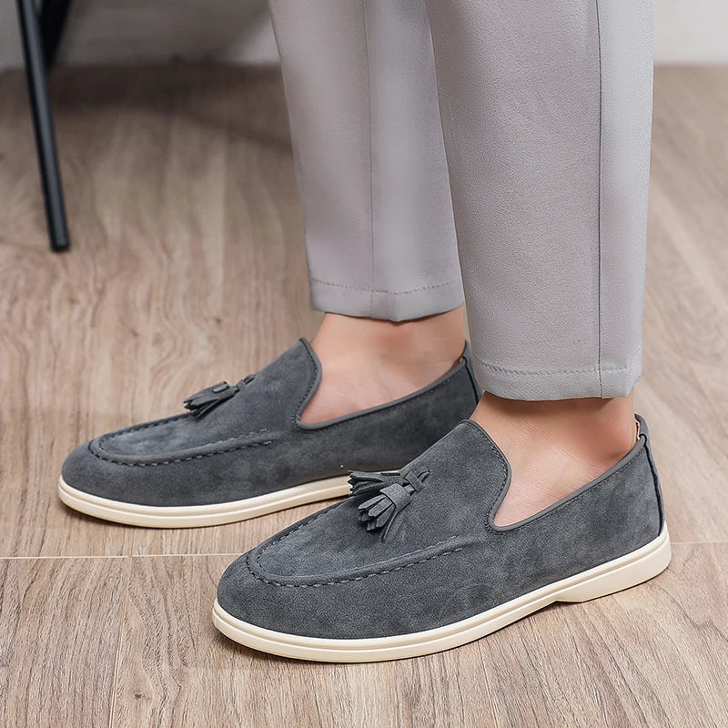 Suede Tassel Driving Loafers