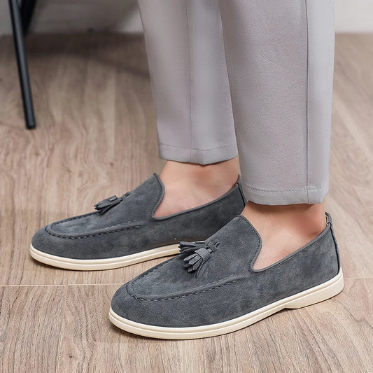 Suede Tassel Driving Loafers