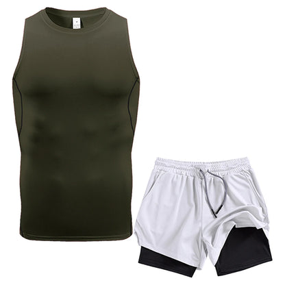 Compression Double-Layer Vest Shorts Set
