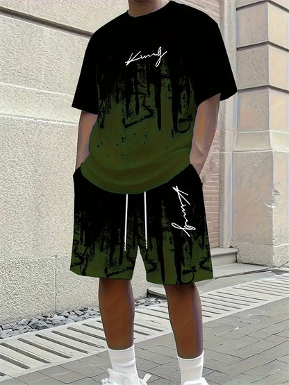 3D Animal Print Casual Shorts Set