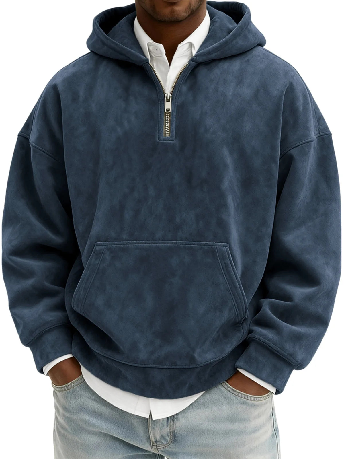 Suede Half-Zip Hoodie