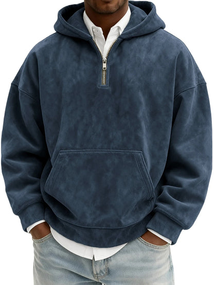 Suede Half-Zip Hoodie