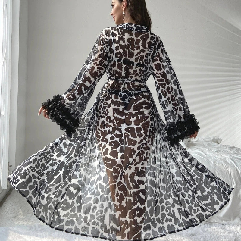 Leopard Satin Mid Robe