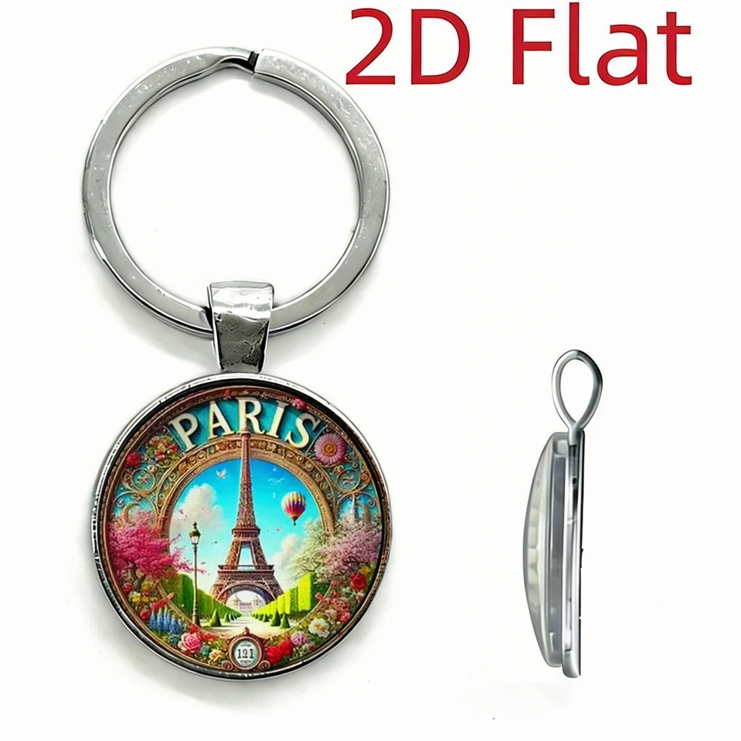 Eiffel Tower Keychain Retro Style