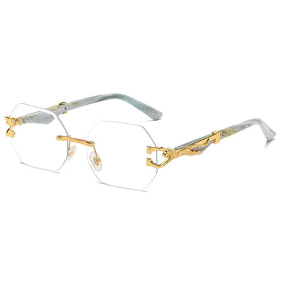 Retro Hexagon Rimless Sunglasses