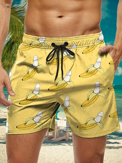3D Floral Print Swim Trunks