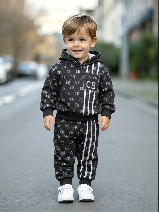 Letter Print Hooded Tracksuit