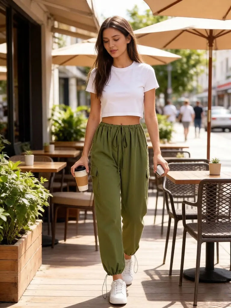 Multi-Pocket Wide-Leg Cargo Pants