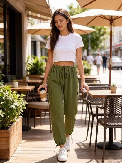 Multi-Pocket Wide-Leg Cargo Pants