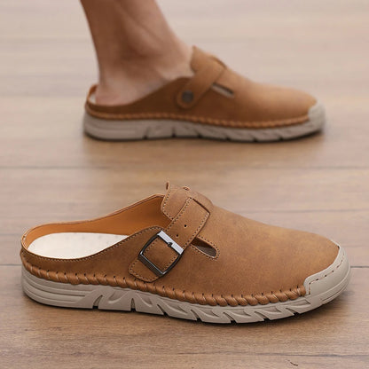 Backless Leather Mule Loafers