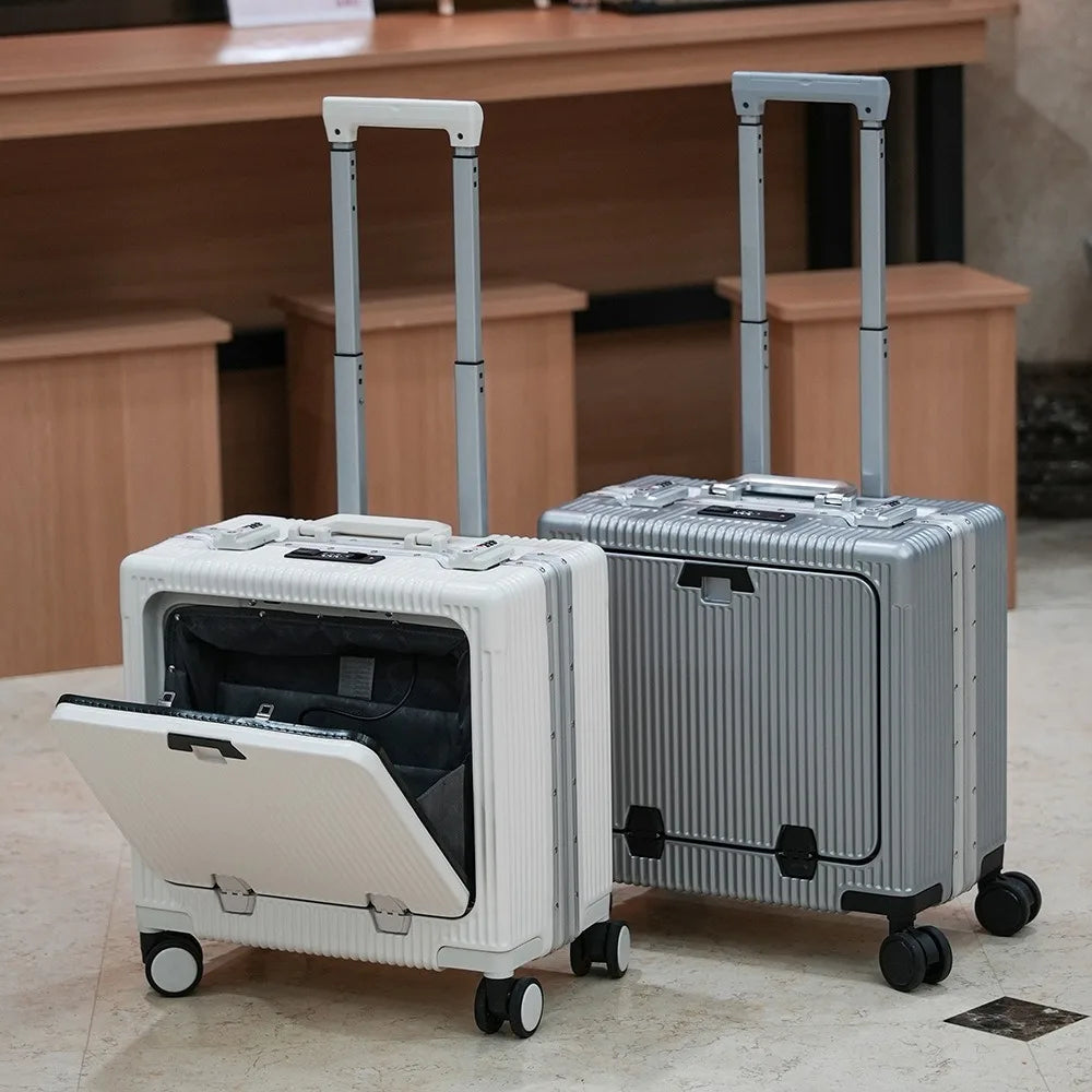 Front-Pocket Aluminum Frame Suitcase