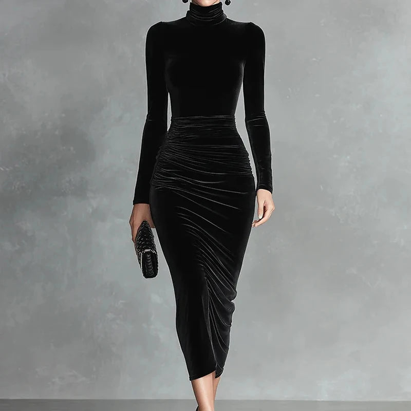 Patchwork Turtleneck Dress