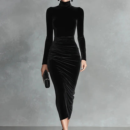 Patchwork Turtleneck Dress