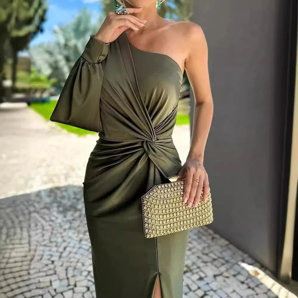 Elegant Pleated Slim Dress