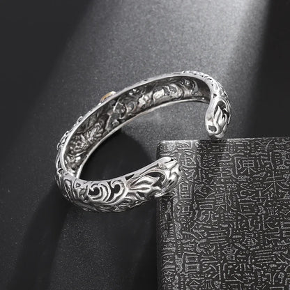 Retro Punk Koi Fish Engraved Bracelet