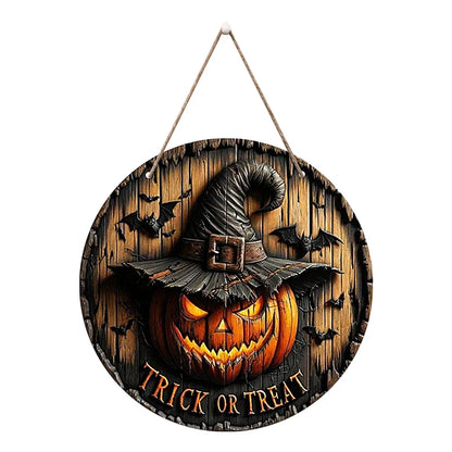Round Wood Halloween Sign