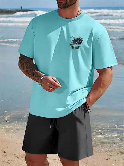 Hawaiian Print T-Shirt Shorts Set