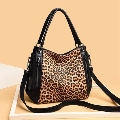 Leopard Print Leather Tote