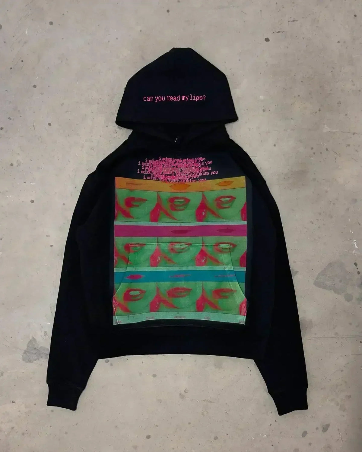 Pink Print Oversized Hoodie