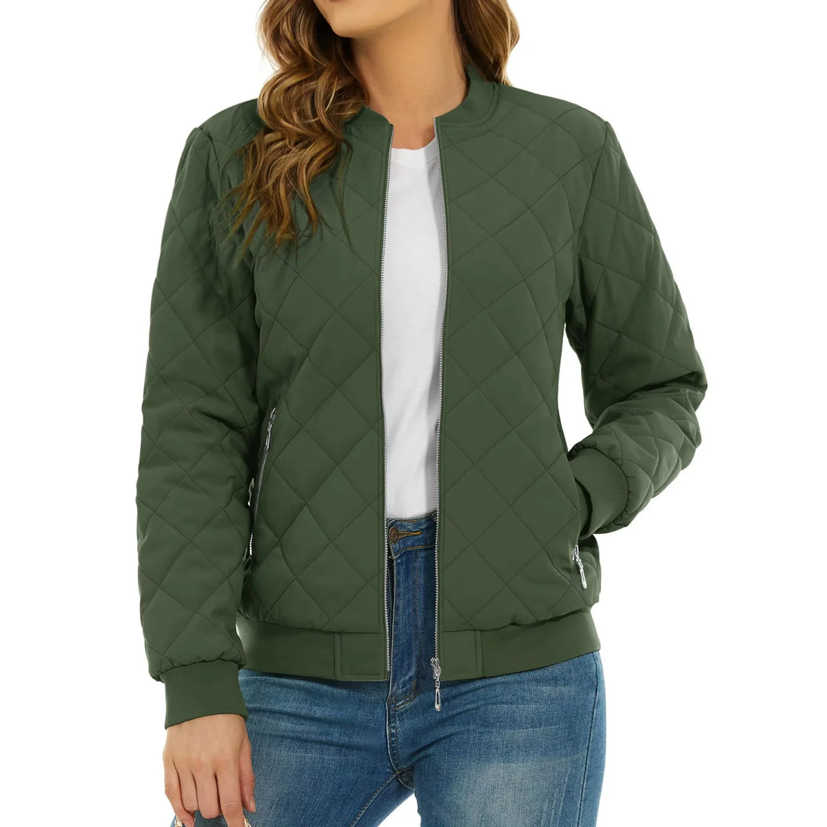 Diamond Quilted Bomber Jacket